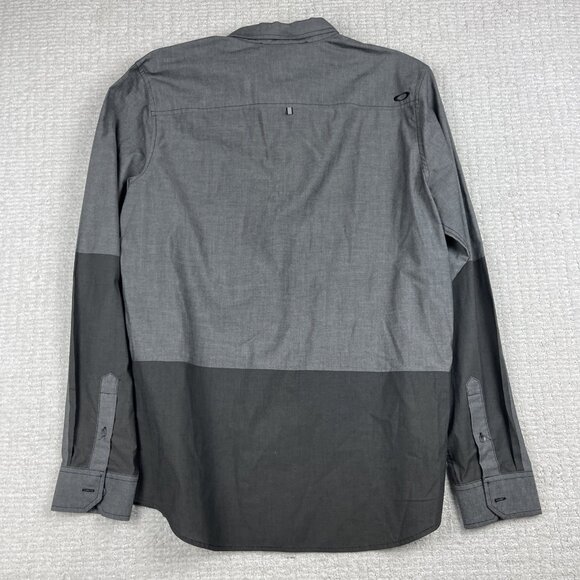 Oakley Shirt Gray Color Block Button down Long Sleeve Men Sz M Slim Fit - Picture 12 of 16